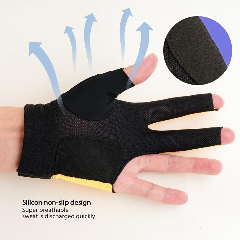 CRICAL Professional Billiard Glove for Pool, 3-Finger Design with Thick Lycra & Non-Slip Grip for Men and Women, Billiard Cue Accessories for Improved Control and Practice - Image 4